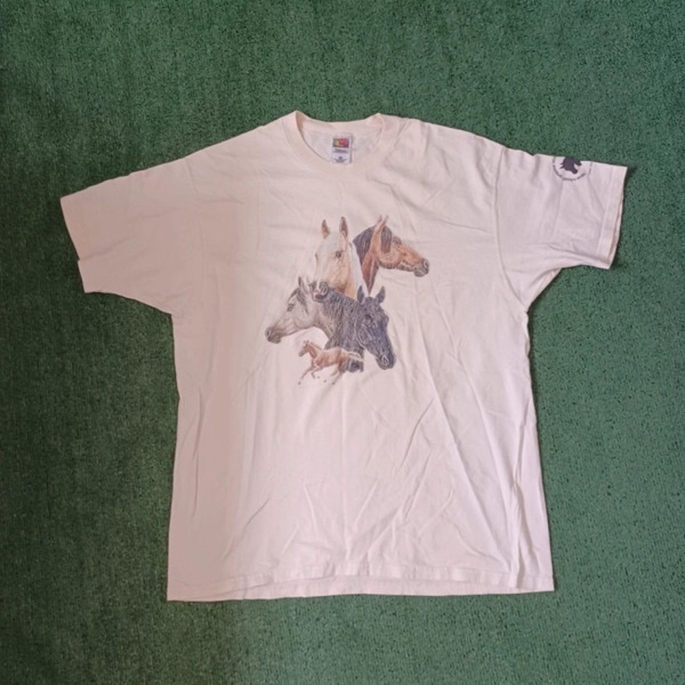 Fruit of the Loom Cream Horse Print T-Shirt